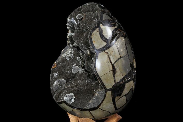 Septarian Dragon Egg Geode - Black Crystals #71849